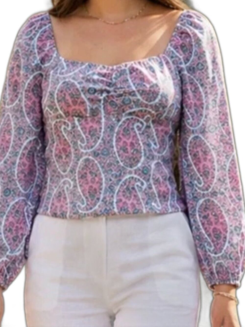 JCREW.PAISLEY COTTON PULLOVER TOP